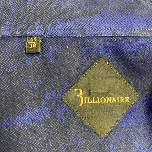 BILLIONAIRE COUTURE Size XL Blue Black Herringbone Long Sleeve Shirt - Picture 5 of 6